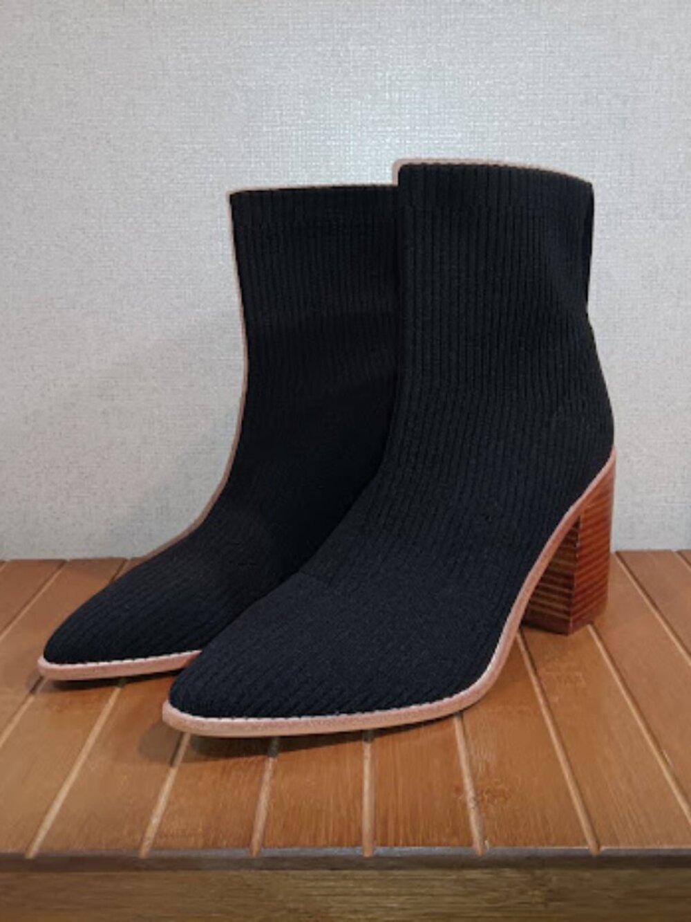 Steven by Steve Madden Women's SZ 9.5 Black Nara Stacked Heel Sock Bootie NWT